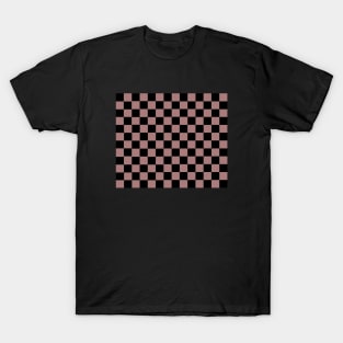 Black and Pink Glitter Checkered Pattern T-Shirt